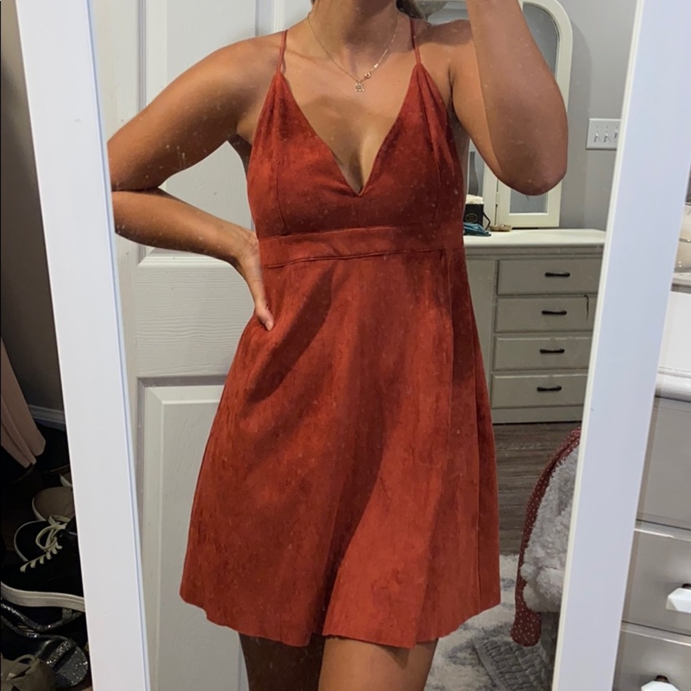 Deep orange suede dress